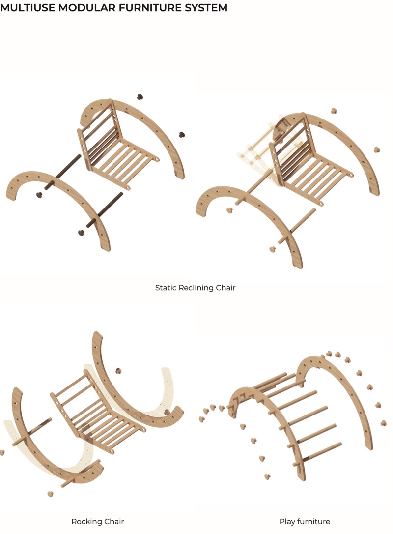 Exploded drawings of the plywood frame built three ways