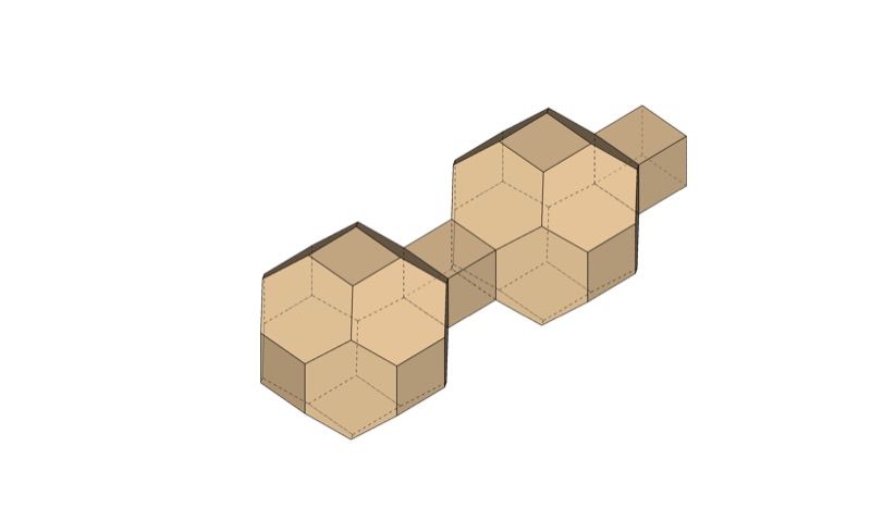 Drawing of a single block made of two linked hexagonal forms